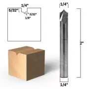 1/4" Radius Point Round Over Groove Router Bit - 1/4" Shank - Yonico 14061-SC