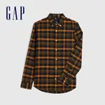GAP 男裝 時尚格紋編織牛津長袖布襯衫-黃藍格紋(606243)