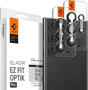 [Spigen] EZ Fit Glas.tR Optik Pro Designed for Samsung Galaxy S24 Ultra Camera Lens Screen Protector (2024) Easy Installation Kit Tempered Glass Lens Protector [2-Pack] - Black