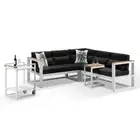 Balmoral Aluminium Teak Lounge w/Bar Cart & Side Table