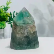 350g Natural Fluorite Crystal Obelisk Quartz Tower Healing Wand Point