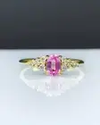 14k Yellow Gold Natural Pink Sapphire and Diamonds Cluster Women Proposal Ring