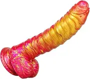 8.66 inch C-Red Gold Realistic Dildo for Women，MOCOYA Dildo with Strong -Suction Cup，adullt Toys for Women Pleasure Dildo