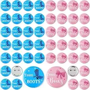 Quelay 50 Pcs Gender Reveal Button Pins 1.75 Inch Team Boy or Girl Pins Bulk, Boot or Bows Gender Reveal Decorations Baby Shower Party Favors for Guests Pink and Blue Badge Supplies
