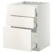 METOD / MAXIMERA base cab f hob/3 fronts/3 drawers, white/Veddinge white, 60x60x80 cm