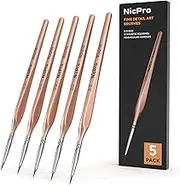 Nicpro Detail Paint Brushes 5 PCS Aesthetic Extra Fine Tip 000 Professional Miniature Painting Artist Set Round 3/0 for Micro Watercolor Oil Acrylic Craft Models Rock Army Paint by Number for Adult
