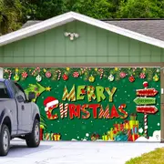 Merry Christmas Holiday Banner Garage Door Cover Mural Backdrop Decorations