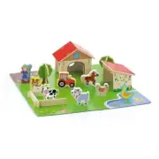 Pretend FARM House Scenery BARN Animals SHAPES Set Educational WOODEN Kids TOY