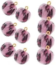 [BESPORTBLE] 10pcs Leopard Print Plush Pom Pom Balls Fluffy Fur Pendant Charms for DIY Jewelry Making Unique Crafting Accessories for Handicraft Projects and Bag Decoration