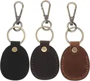 Ciieeo 3Pcs Vintage PU Women Card Holder with Keychain Durable Access Card Case for Keys Stylish Retro Design Handmade Key Fob Pouch for Efficient Key Management