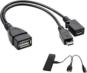 2in1 Micro USB OTG Adapter Power Cable Splitter HDD, Compatible with For Amazon Firestick 4K TV Fire