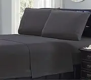 Ramesses Ultra Soft Micro Flannel Plain Sheet Set, Single, Charcoal