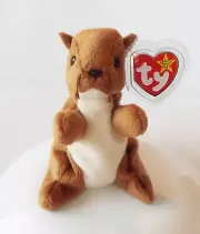 TY BEANIE BABIES BABY NUTS SQUIRREL 96 RETIRED PE NO STAMP 5th HANG & TUSH TAG