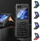 Fr Samsung Galaxy Z Flip6/Flip5/Flip4/Flip3 Crocodile Grain PU Leather Slim Case