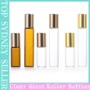 Rose Gold Roller Bottles Amber Clear Glass Steel Roll on Ball for Essential Oils