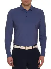 ROBERT GRAHAM Alastor Men's L Stretchy Polo Shirt Clubhouse Navy