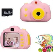 Oimzzr Camera Toys 2.4In Selfie Camera Children's Camera Shockproof Rechargeable 1080P Video Camera Best Birthday S for Boys Girls with 32GB Card