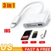 For iPhone iPod iPad IOS Portable 3 in 1 USB SD TF Card Reader Camera Adapter US