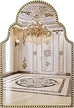 Fobule Arch Wall Mirror, 24" x 36" Antique Gold Scalloped Bathroom Mirror, Metal Beaded Frame Accent Decorative Mirror for Entryway, Living Room, Bedroom