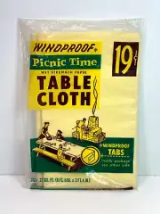 Vintage Yellow Windproof Picnic Time Disposable Table Cloth 78L X 40W nip