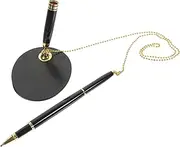 CAXUSD Signature Pen Vertical Stand Chain Multi-functional Writing Instrument Security Desk Pen Office Accessory Black