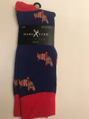 Marc Ecko Cut & Sew Pair Of Socks Red Blue With Dog Size 10-13
