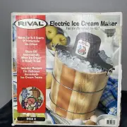 Vintage Rival Wooden Electric Ice Cream Yogurt Freezer Maker 4 Qt #8455