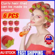 6 PCS Strawberry Hair Curl Sponge Styling Tool Curler Curlers No Heat Women's AU