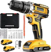 (48V) Cordless Electric Drill Two Speed Impact Drill Set, 25 Torque Settings, 2.0Ah Lithium-Ion Battery and Fast Charger, Variable Speed 0-1650 RPM