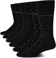 [Calvin Klein] Men's Dress Socks - 6 Pack Pull On Closure Cotton Blend Comfort Crew Socks - Dress Socks for Men (7-12)