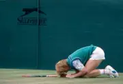 Boris Becker of West Germany in action during the Stella Artois T - Old Photo 4