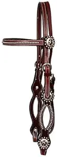 Showman Burgundy Leather Headstall and Reins w/Texas Star Conchos and Split Cheeks! New Horse TACK!
