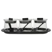 3 Pcs Condiment Jars with Lids and Spoons Sugar Bowl Cups Kitchen Spice Bottle