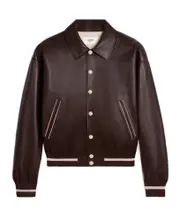 teddy jacket with shirt collar in soft lambskin FR40 Brown/Vanilla