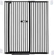 riin Extra Tall 150cm Baby Pet Security Gate Metal Safety Guard Tension Pressure Mounted for Children Dog Kitten Adjustable Width Range 115-125cm Largest Gap Between Bars 42mm Model B4 Black
