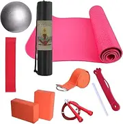 Yoga Set for Beginners,Fitness Mat with Yoga Ball - Includes Latex Resistance Band and Stretching Band, Portable Exercise Equipment
