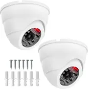 QWORK® 2 x Dummy Dome Camera with LED, Fake Camera for Indoor and Outdoor use, deceptively Real