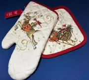 NEW Williams Sonoma Twas the Night Christmas Oven Mitt & Potholder NWT