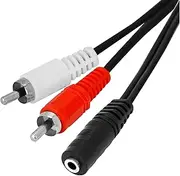 Conext Link 40cm 3.5mm 1/8" Stereo Female Plug to 2 RCA Male Jack Aux Audio Y RCA Cable Adapter Interconnect for Audio Stereo Speaker （13050）