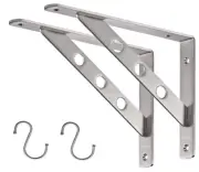 YUMORE Shelf Bracket 10", Heavy Duty Stainless Steel Solid Shelf Support Corner