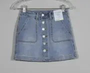 NEW Cat & Jack 100% Cotton Snap Front High-Rise Denim Skirt Sz M (8)