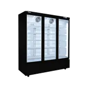 Exquisite Three Glass Door Supermarket Display Refrigerators Black 1665 Litre