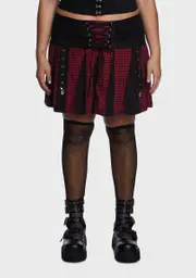 [Tripp NYC] Plus Black And Red Bo Peep Pleated Garter Skirt