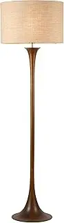 [Lexi Lighting] Soraya Floor Lamp, Walnut Wood Base, White Fabric Shade, E27, H153cm, Elegant Modern Standing Light for Living Room, Bedroom, Home, Office