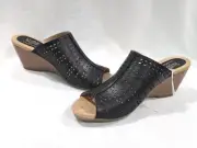 Croft & Barrow® Bergamot Black Slip On Women's Wedge Sandals - Size 7.5 NWB
