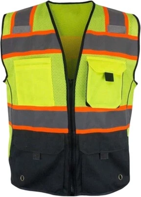 Xtreme Class 2 High Visibility Reflective Safety Vests with Pockets and Zipper F