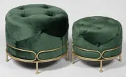Premium green ottoman sets with gold metal frame in 2pieces
