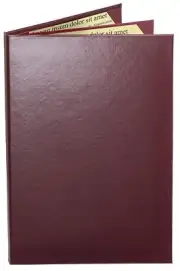 MENU COVERS BURGUNDY CASEBOUND TRIPLE PANEL - 4-VIEW - 8.5" x 14"