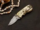 Damascus Folding knife Engraved Handle Genuine Damascus Steel,Christmas Gifts