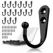 15 Pcs Black Wall Mounted Coat Hooks, Hanger Hook with 30 Pieces Screws for T...